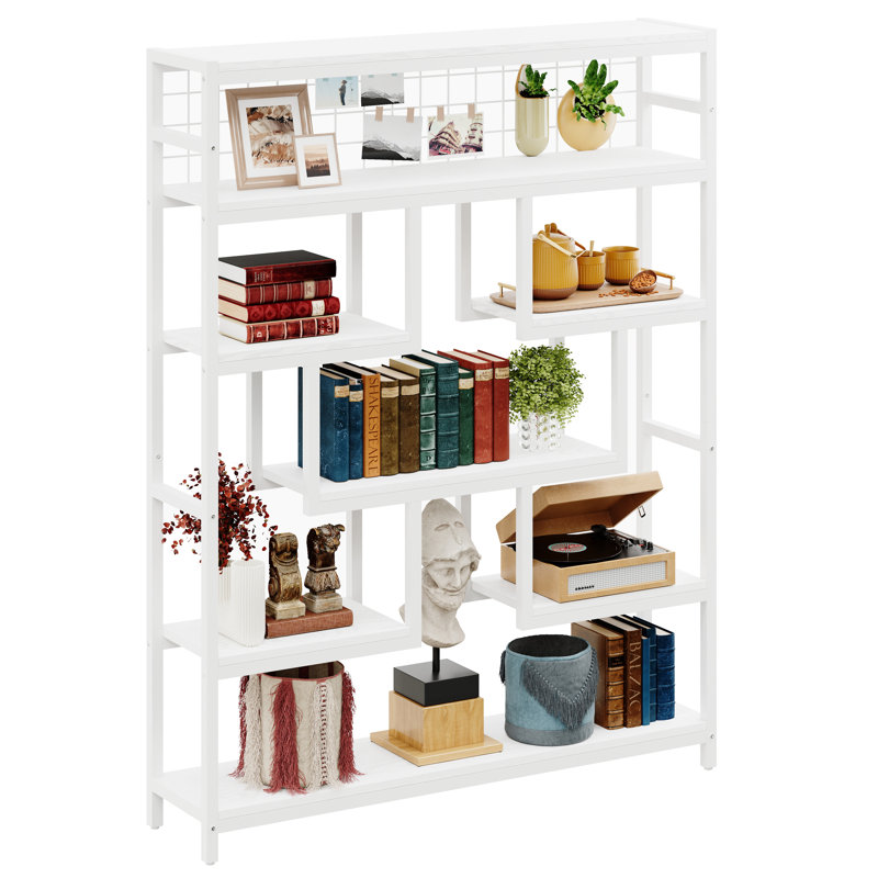 Abrielle Geometric Bookcase, Industrial White