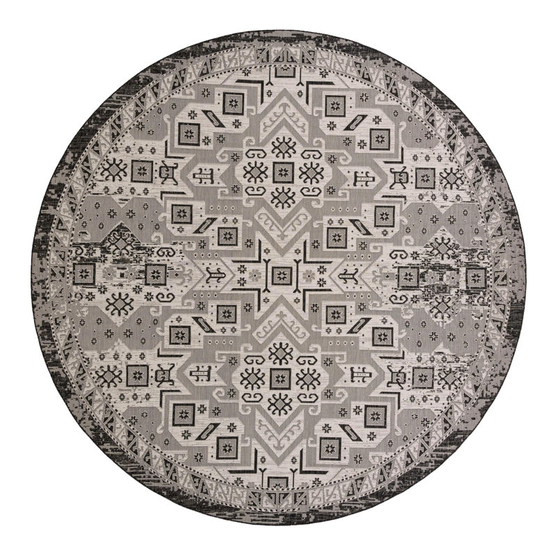 Alucard Southwestern Blue Indoor / Outdoor Area Rug, Round 13'1"