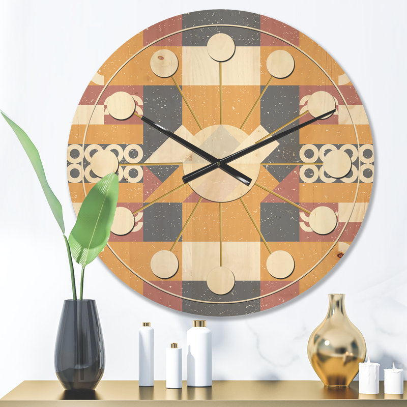 Horloge murale en bois à motif géométrique VI, Moyenne
