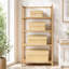 Ensemble de 4 paniers de rangement en bambou naturel avec couvercles et poignées, bacs de rangement décoratifs gigognes pour placard, chambre à coucher et salon
