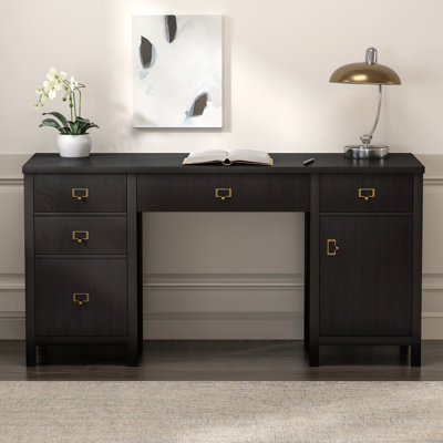 Modern 59 Inch Executive Desk, Premium Office Desk With Built-In File Cabinets And Storage Solutions by Latitude Run