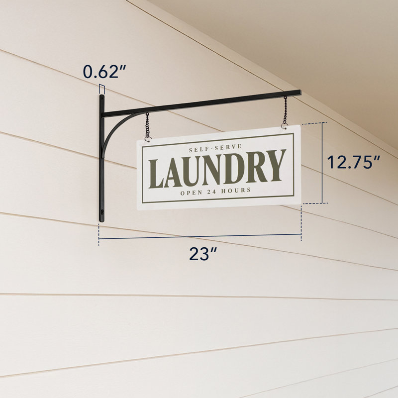 American Art Decor Double-Sided Self-Serve Laundry Metal Sign - Rustic Wall Decor