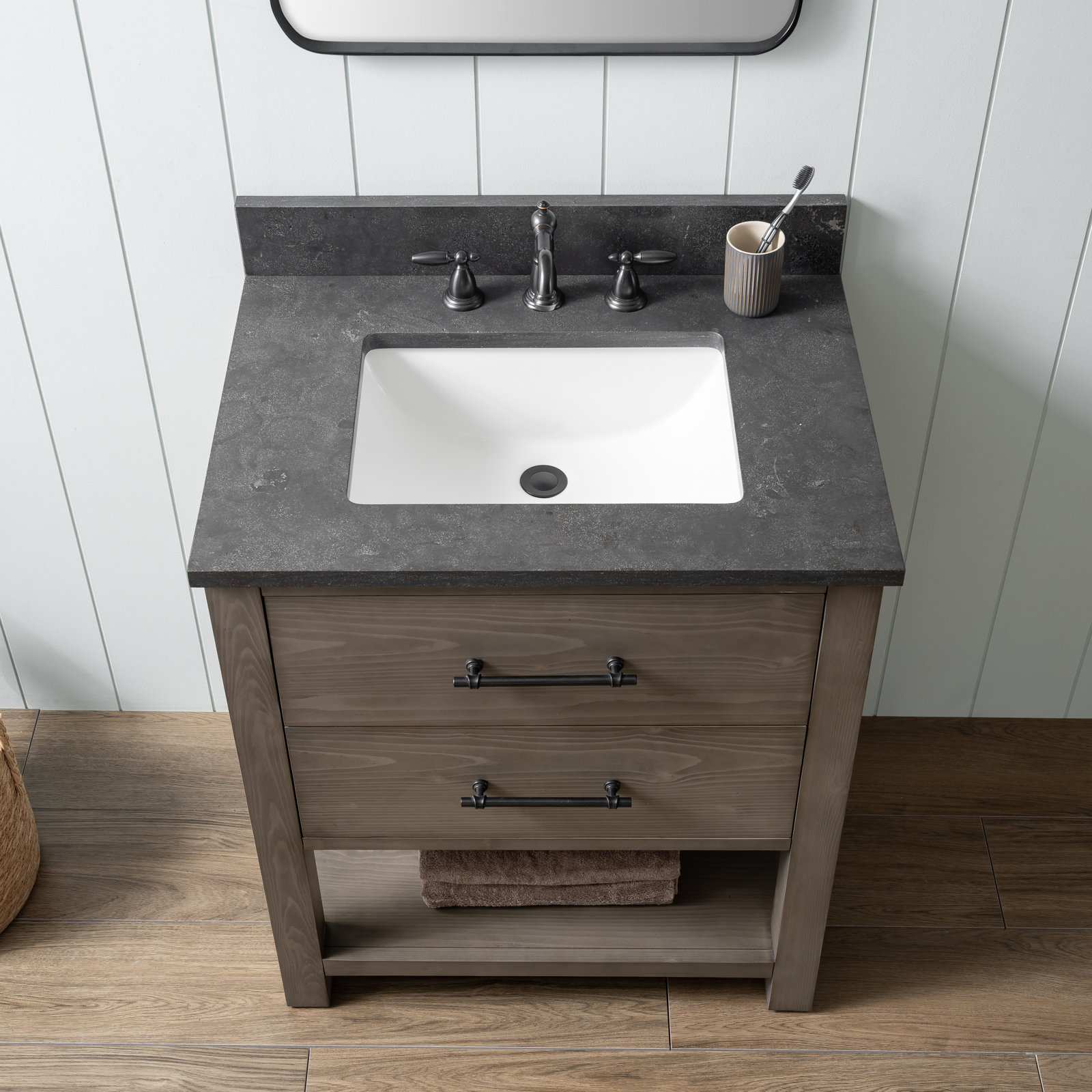 Keri 30" Single Bathroom Vanity Set, Smoke Gray/Matte Black