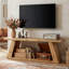 Meuble télé 63 po en bois massif pour téléviseur de 75 po ou moins, console multimédia pour salon Farmhouse