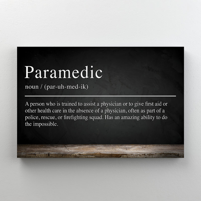 "Définition de l'ambulance" - Art textuel sur toile tendue, H 11 po x l 14 po x P 2 po