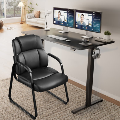 Home Office Desk & Chair Set Adjustable Electric Standing Desk & PU Leather Chair Set