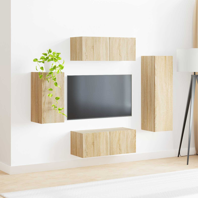 Unfinished Entertainment Centre for TVs up to 77", Sonoma Oak