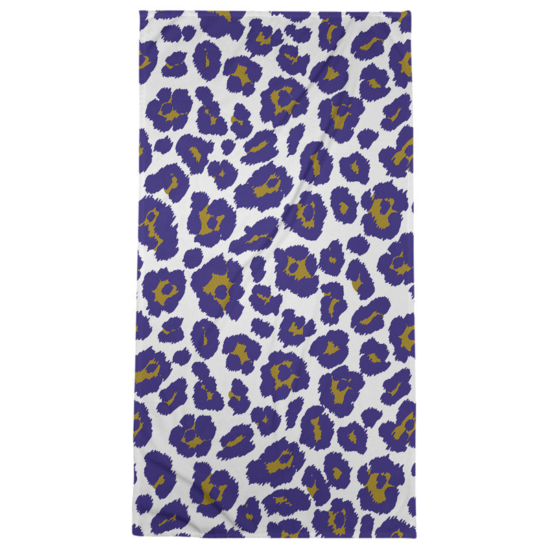 Lucida Bath Towel, Microfiber, White/Metallic Gold/Purple