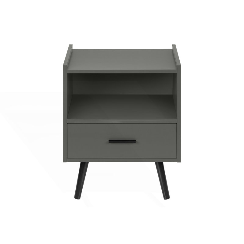 Modern Nightstand With 1 Storage Drawer, Gray