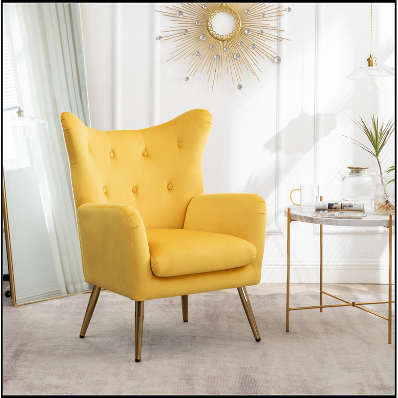 Fauteuil d'appoint à dossier capitonné en velours Sovarol