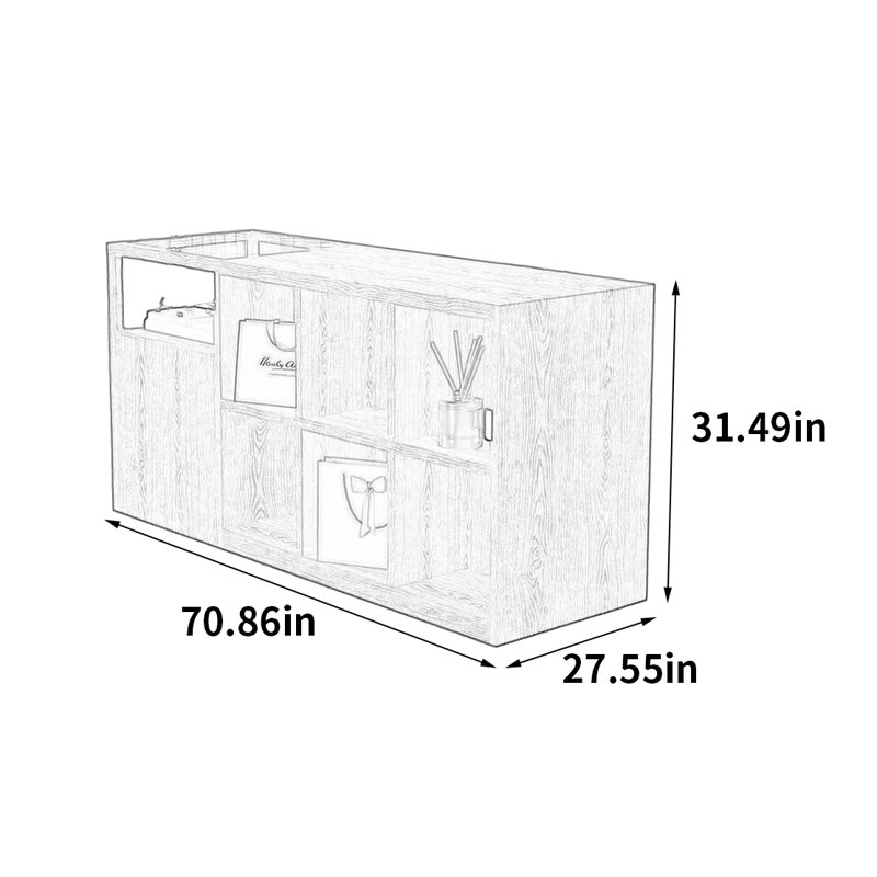 Armoire multifonctionnelle pour îlot central, H 31,49 po x l 70,86 po x P 27,55 po