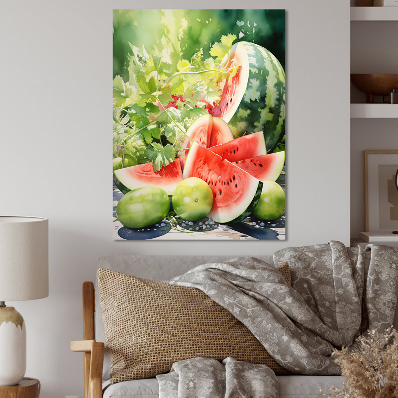 «Summertime Watermelon Fruit 4 - Fruits», art mural en métal, H 20 po x l 12 po x P 1 po