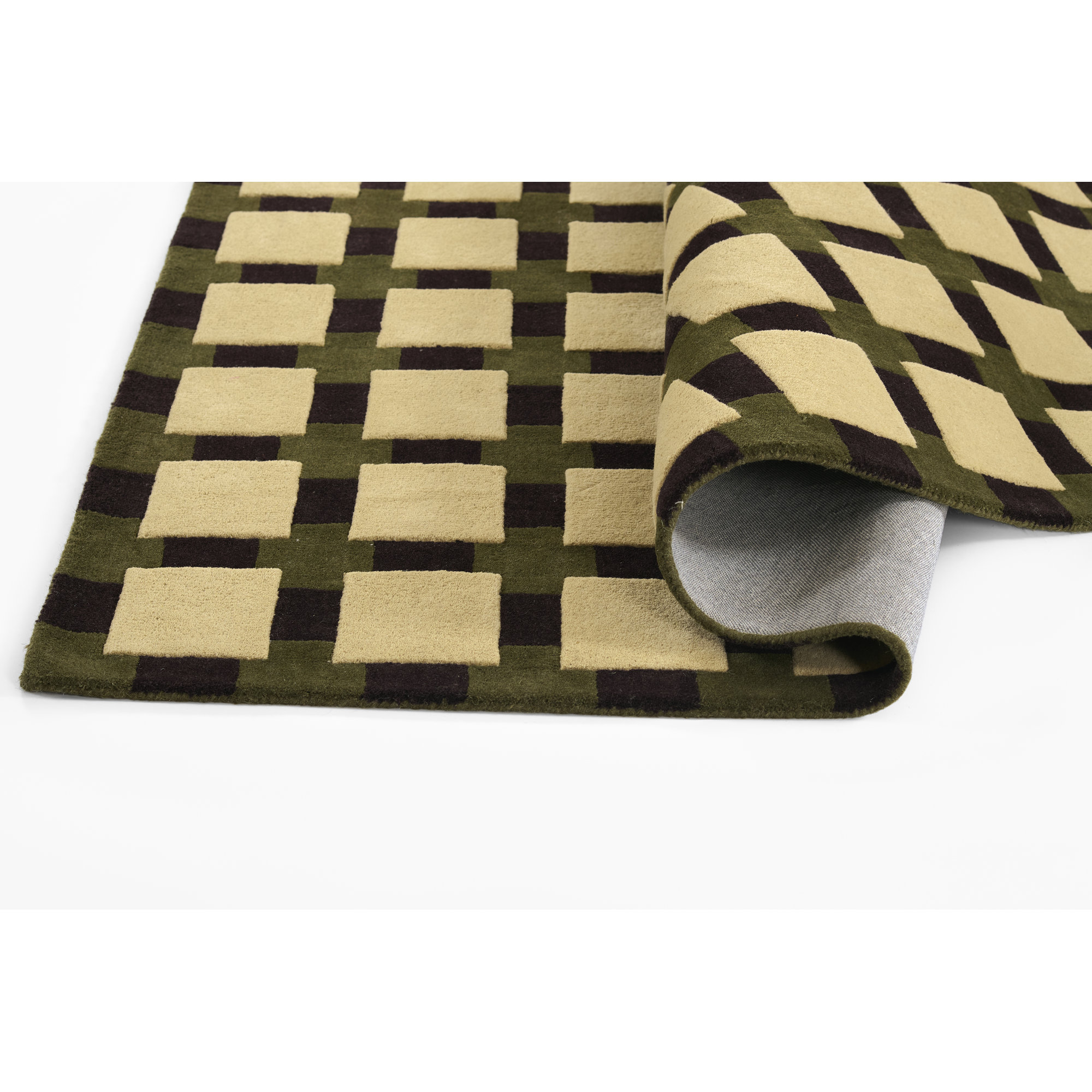Laura Hand Tufted Wool Geometric Green Area Rug 5' X 8', 2' X 3'