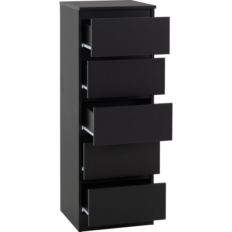 40 cm W Chest of 5 Drawers, Black