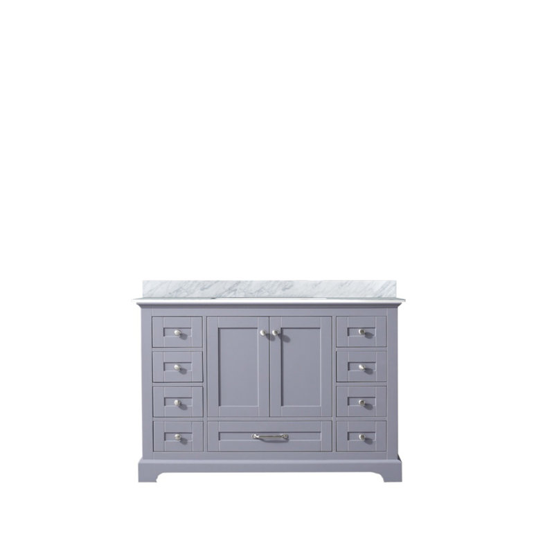 Meuble-lavabo simple gris foncé 48 po X P 22 po D, avec plateau en marbre de Carrare, Gris foncé