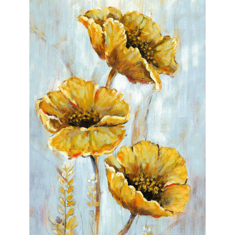 Fleurs jaunes dorées - reproduction sur toile tendue, H 16 po x l 12 po