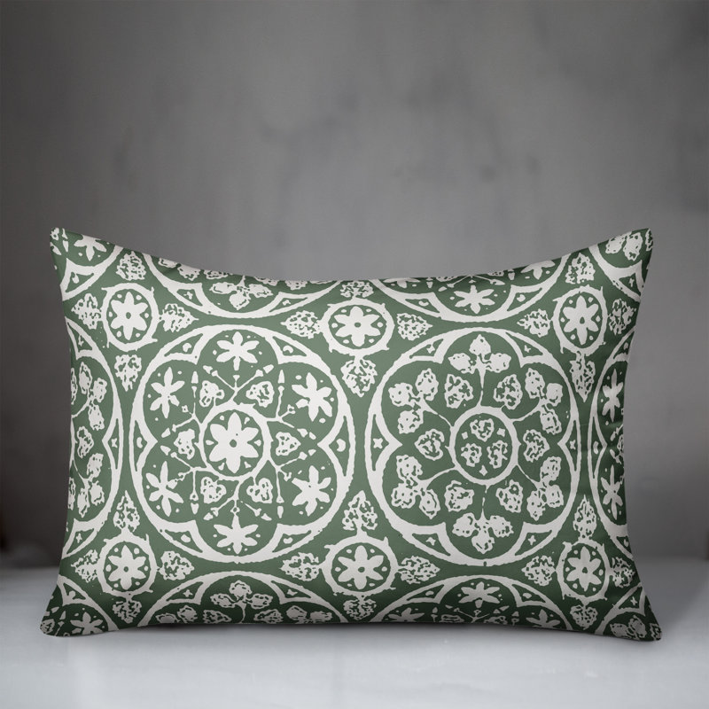 Housse et insert de coussin rectangulaire d'extérieur Tile 20, Vert