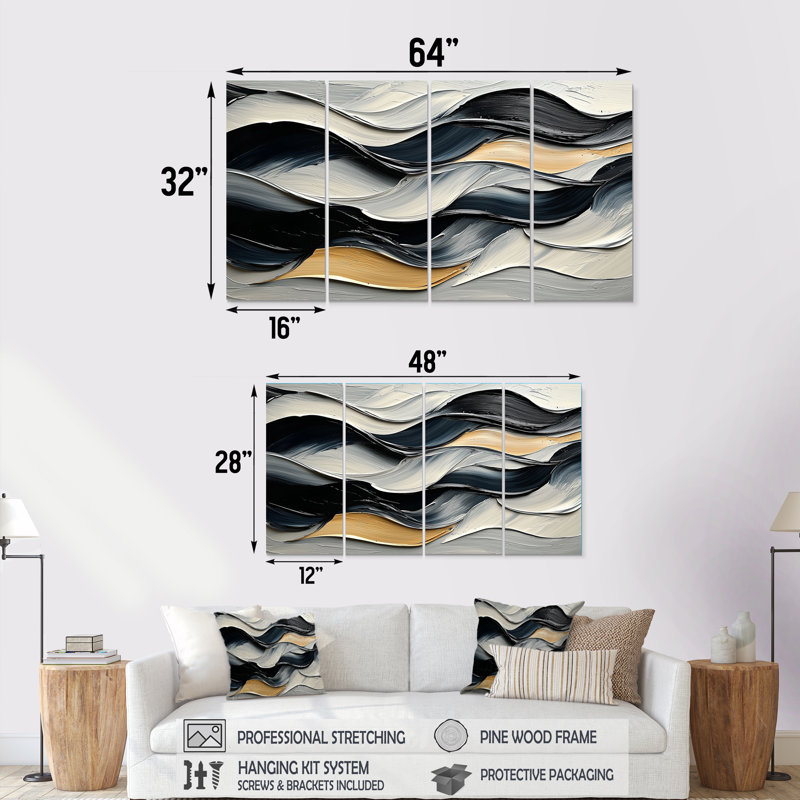 Haine - réalisme abstrait, art mural moderne, H 28 po x l 48 po, 4