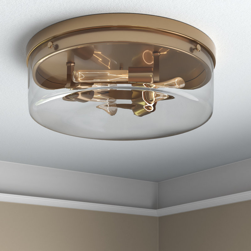 Barahona Glass Flush Mount, Burnished Brass