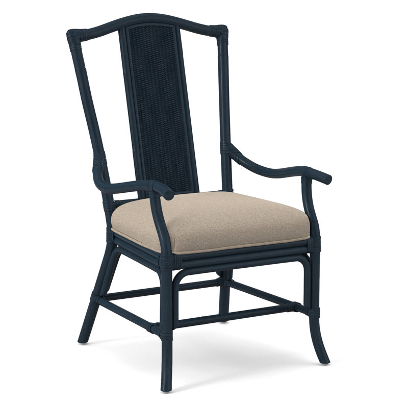 Drury Lane Slat Back Dining Arm Chair, Havana, Eggshell Crypton Performance; 0884-93