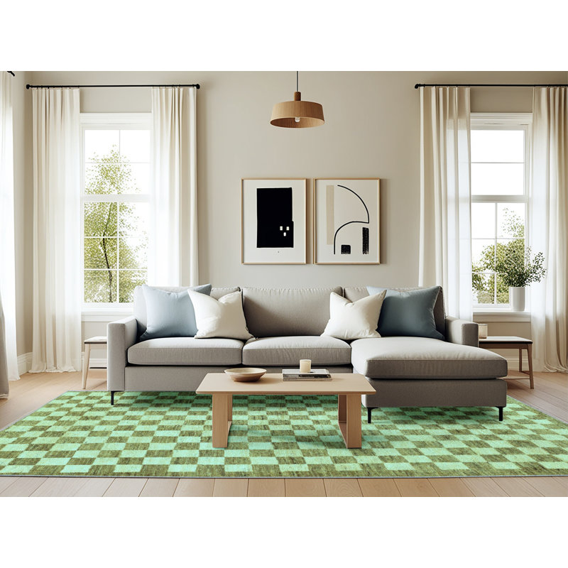 Rossmary Checkered Indoor Rug, Rectangle 6' x 9'