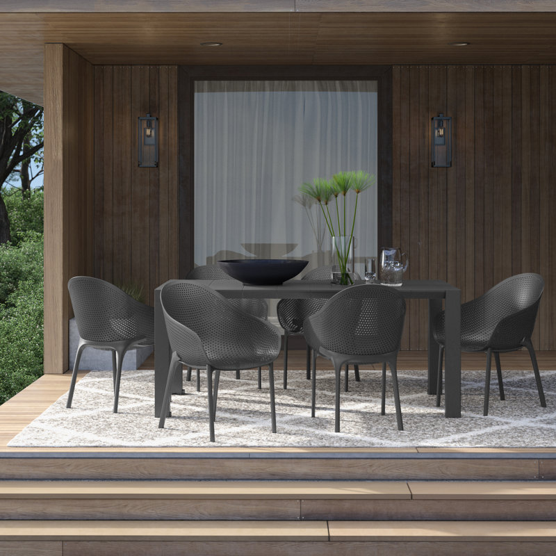 Ensemble de salle à manger extensible en plastique l 7 po Farrah, Gris foncé