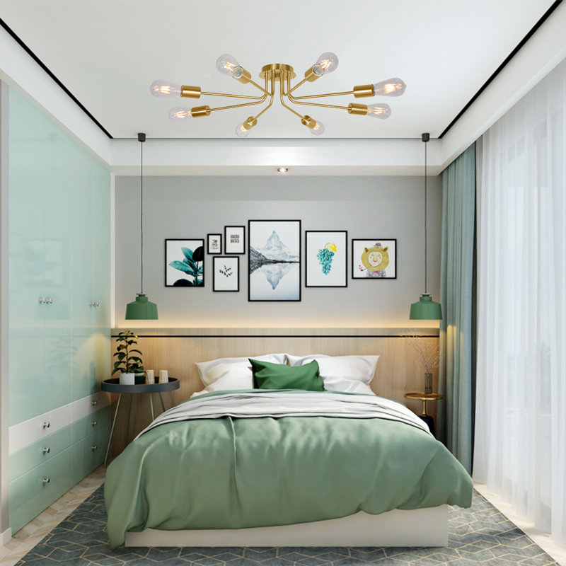 Jackson Heights Semi Flush Mount, Brushed Brass