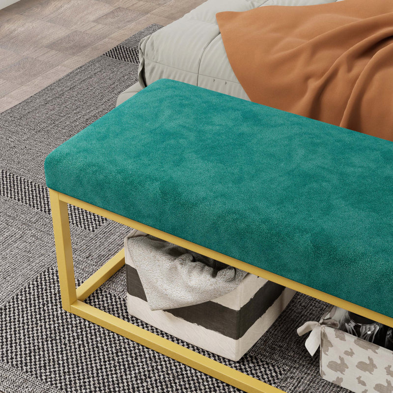 Storage Bench with Steel Frame and Synthetic Leather