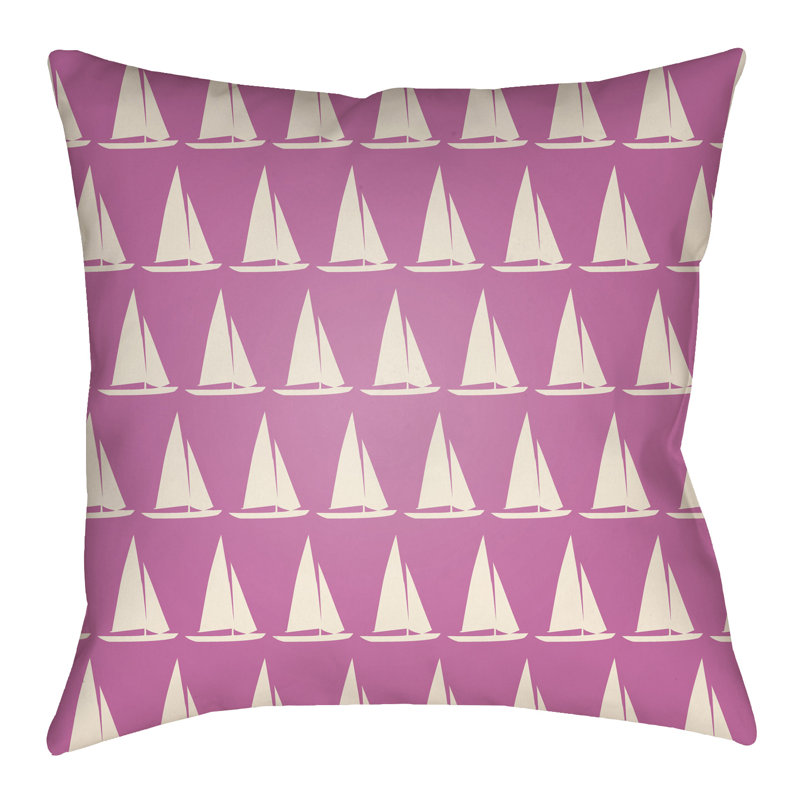 Litchfield Sumter Geometric Outdoor Reversible Throw Pillow, 16" H x 16" W, Fuchsia/Ivory