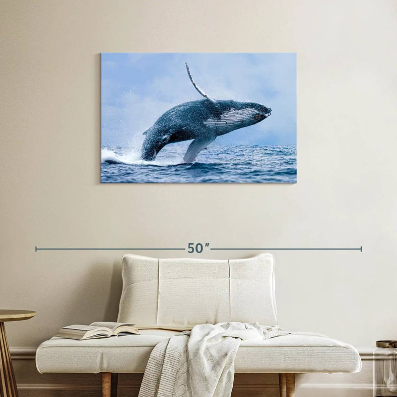 Brampt Leaping Humpback Whale, 24" H x 36" W