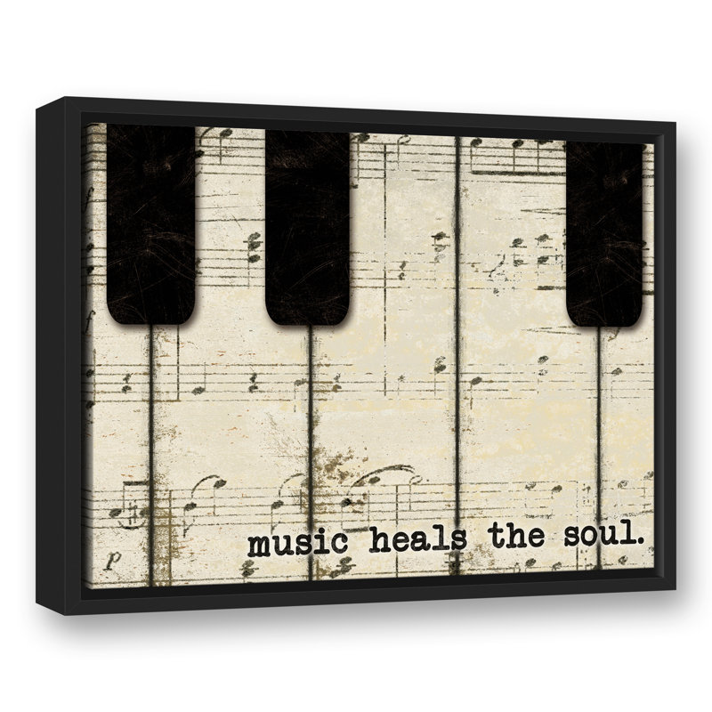 «Piano Keys and Music», reproduction d'impression sur toile, H 24 po x l 30 po x P 1,75 po, Encadré
