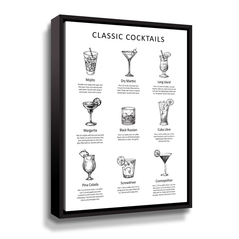 Classic Cocktail - Impression sur toile, Cadre noir, H 10 po x l 8 po x P 2 po