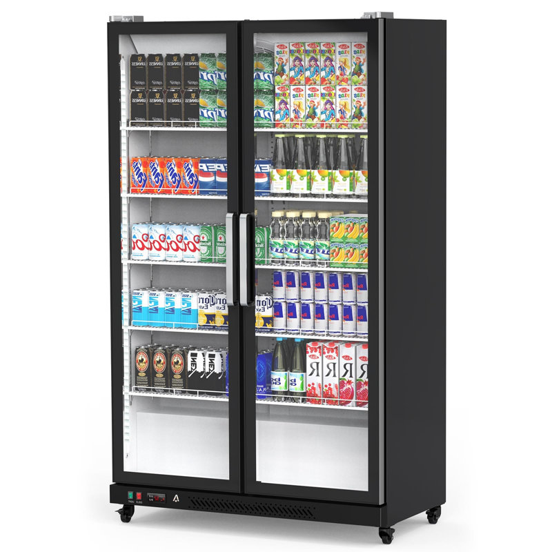 Réfrigérateur commercial, porte vitrée avec éclairage DEL - Refroidisseur vertical de présentation de boissons pour la maison