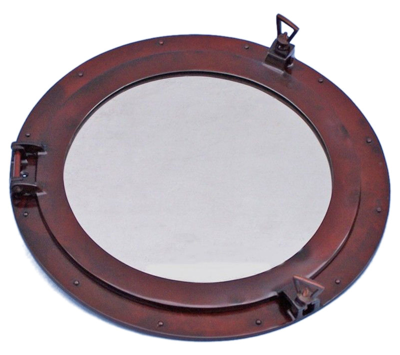 Metal Wall Mirror, 20" H x 20" W, Antique Copper