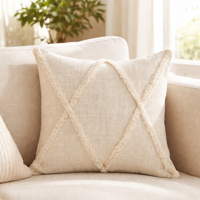 Hand-Woven Diamond Tufted 100% Cotton Throw Pillow Cover