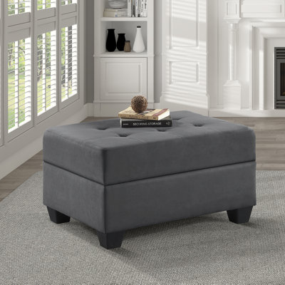 Lenita 33" W Tufted Fabric Storage Cocktail Ottoman
