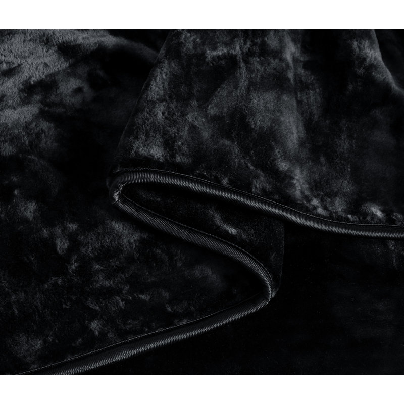 King Black Knitted Faux Mink Reversible Blanket