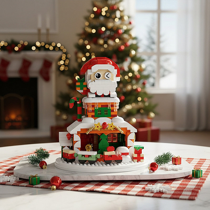 924-Piece Christmas-Themed Building Block Set with Lights