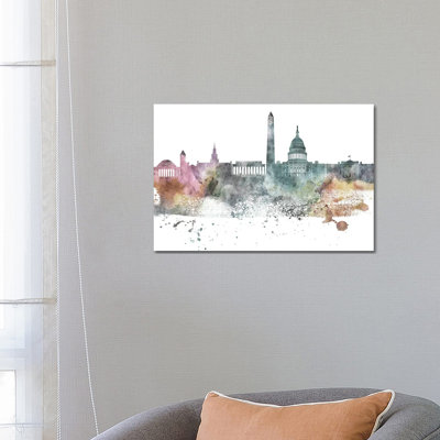 Washington Pastel Skylines - Wrapped Canvas Print