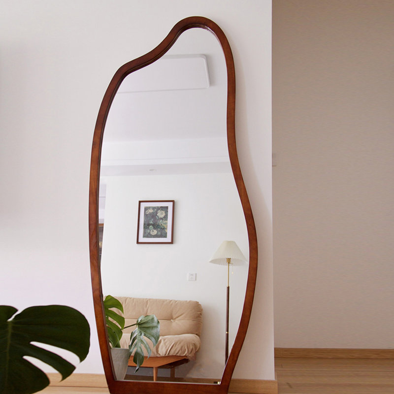 Natural Pine Irregular Full-Length Mirror - Artistic & Sturdy, 62.99” x 23.62”