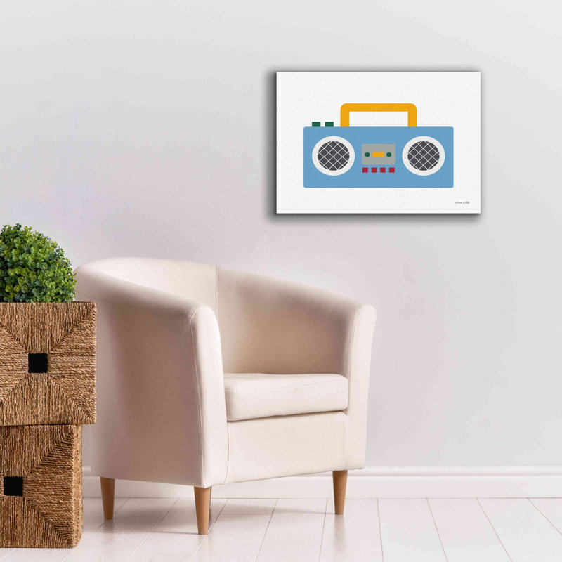 «Retro Boombox» par Ann Kelle Designs, art mural sur toile, H 18 po x l 26 po x P 0,75 po