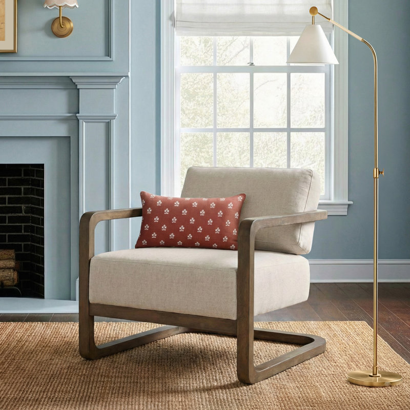 Colombe Saya 29'' W Polyester Armchair, Beige Polyester Blend, Natural Brown