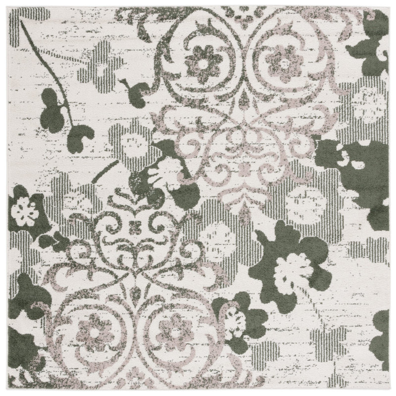 Braizlee Performance Floral Rug, Square 6'