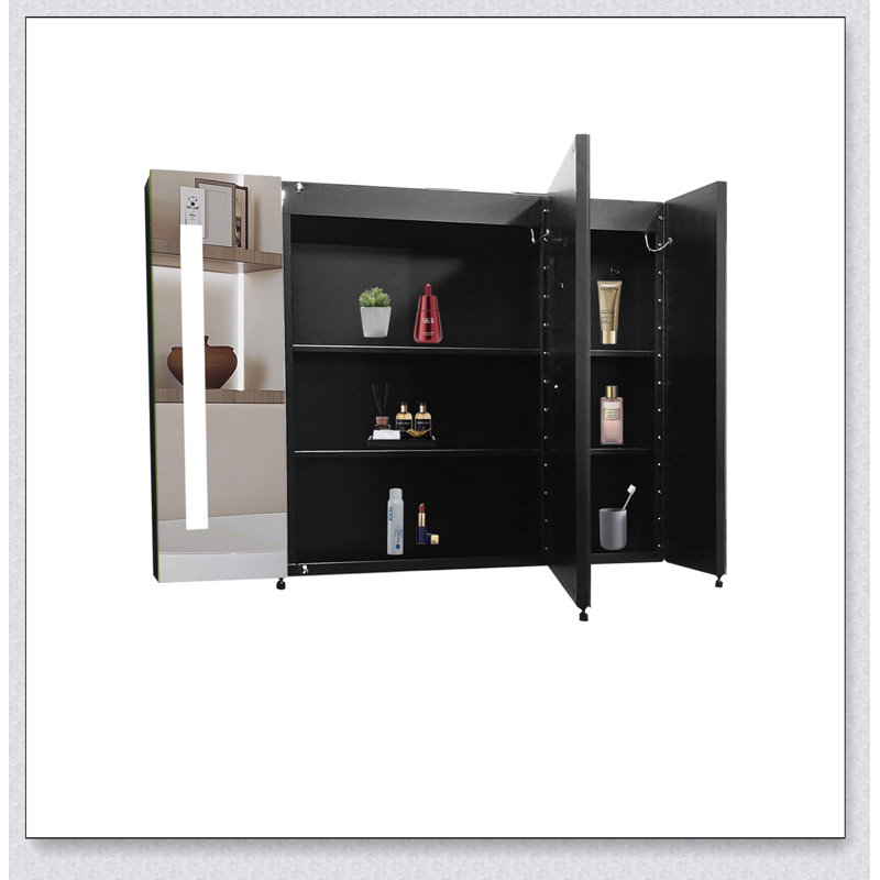 Miroir 36X26 pouces à DEL noir avec miroir anti-buée à intensité variable