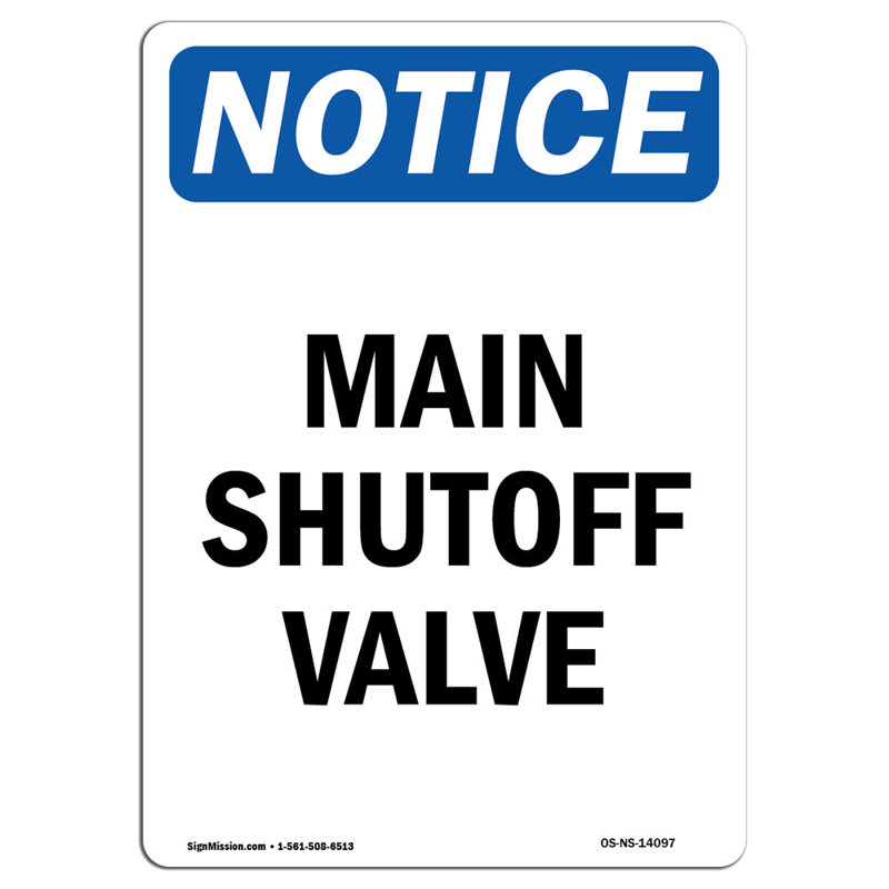 Main Shutoff Valve Sign