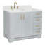 Meuble-lavabo simple en bois massif gris de 42 po avec plateau en quartz blanc Carrara de 1,5 po Freitas-458918818-433545309-458918817