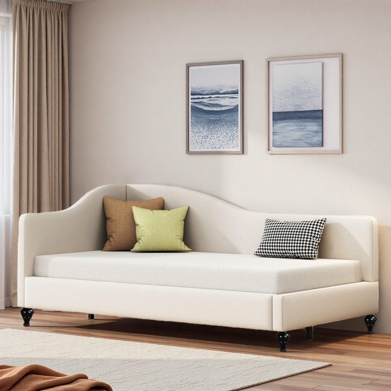 Twin L-Shaped Daybed with Pull-Out Trundle, Built-In Desk, and USB Charging for Modern Multi-Functional Living., Twin