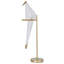 Lampe de table 1 lumière DEL dorée avec un oiseau en plastique blanc