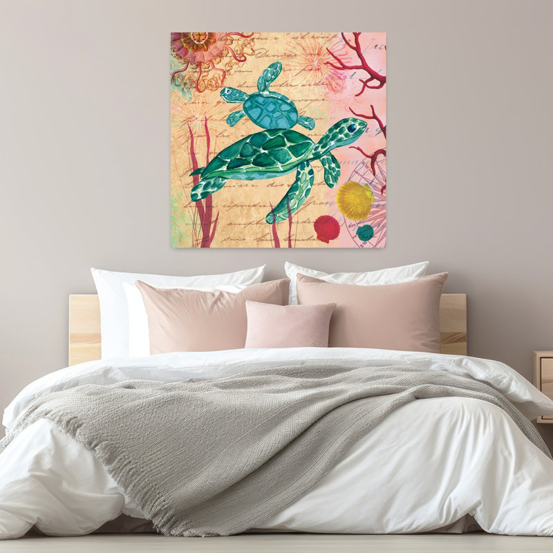Art côtier tropical iv sous-marin avec animaux, H 32 po x l 32 po