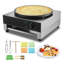 Crêpière électrique de 40 cm (16 pouces) avec contrôle de la température, plaque de cuisson professionnelle en acier inoxydable de 1700 W pour crêpes et gaufres